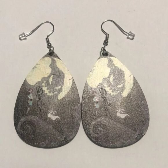 Nightmare Before Christmas Earrings Jack Sally Teardrop Dangle Halloween - Picture 2 of 4